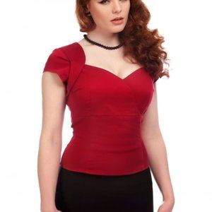 NWT Collectif Regina Top Dark Red XS Retro Vintage